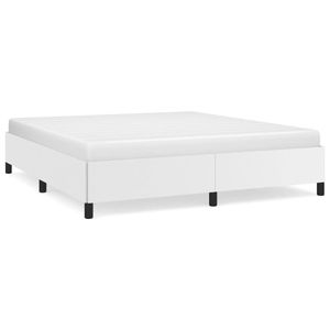 Base de Cama King Size Tapizada en Cuero Sintético Blanco, Madera Sintética con Base de Contrachapado, Tapicería de Cama Duradera y Elegante - Product Image 2