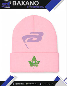 Alpha |   Kapa |   Bonnet d'hiver tricoté Alpha AKA Sorority rose et vert avec broderie 3D – Bonnet d'hiver tricoté de qualité supérieure - Product Image 5
