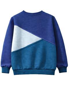 Sudadera de Mujer en Bloques de Color Azul Rey y Verde Azulado, de Forro Polar Suave, Cuello Redondo, Informal, para Invierno, con Detalle Bordado, Prenda Superior de Moda - Product Image 2