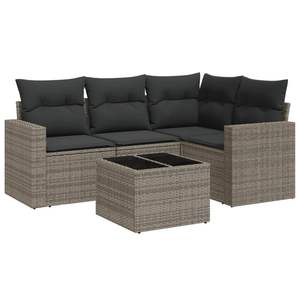 Grande Set di Divani da Giardino Modulari in Rattan PE Grigio, Collezione Premium di Arredamento da Esterno - Product Image 2
