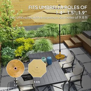 Base per Ombrellone da Esterno Resistente con Ruote, Forma Quadrata, per Giardino e Bordo Piscina, Naturale, con Raggio di 2,5 m - Product Image 4