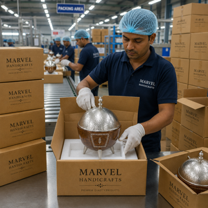 ชามไม้สำหรับเสิร์ฟอาหาร Marvel Handicrafts พร้อมฝาปิดโลหะแบบตอกลาย ภาชนะเสิร์ฟอาหารระดับพรีเมียม ภาชนะตกแต่งโต๊ะอาหารสำหรับบุฟเฟ่ต์ - Product Image 2