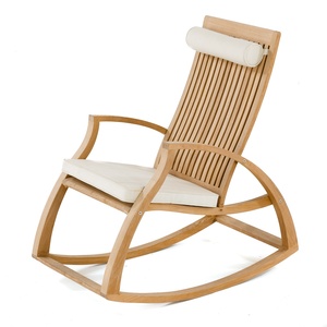 Modern Outdoor Teak <b>Rocking</b> <b>Chair</b> Wooden Patio Garden Lounge <b>Chair</b> Balcony Relax <b>Chair</b> - Product Image 2