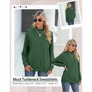 Sweat-shirt respirant de qualité supérieure pour femme, personnalisable, style streetwear, col montant, col roulé, vente chaude - Product Image 4