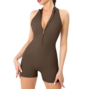 Novedad de verano para mujer, mono Sexy sin espalda con cuello Halter, patrón sólido, mono deportivo informal de una pieza tejido para primavera 2026 - Product Image 5