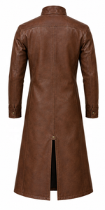 Gabardina de Cuero Genuino para Hombre |   Negro Marrón Camel |   Fabricante OEM ODM |   Diseño de Calidad Premium |   Ropa de Cuero | - Product Image 2