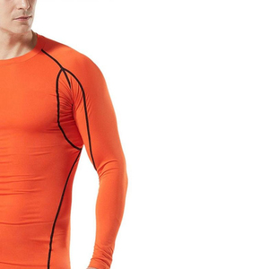 Camiseta de Compresión de Manga Larga Naranja para Hombre, Secado Rápido, Poliéster y Elastano, Ropa Interior para Entrenamiento en el Gimnasio - Product Image 3