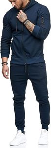 Ensemble de survêtement personnalisé en coton mélangé 450 GSM pour homme, sweat à capuche et pantalon, couleur gris anthracite, logo brodé sur la poitrine, qualité supérieure - Product Image 3