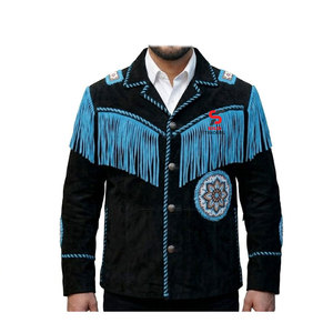 Chaqueta de Cuero Vintage con Flecos de Gamuza Estilo Vaquero, Decoración con Borlas, Prenda Exterior de Cuero Suave y Transpirable - Product Image 6