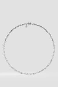 Collier tennis élégant à taille mixte avec diamants de laboratoire et naturels, en argent sterling 9KT 10KT 14KT 18KT, cadeau pour femme - Product Image 3