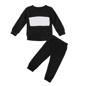 Vêtements pour bébé garçon en gros, personnalisés, en coton, ensemble de survêtement uni à manches longues, sweat-shirts doux et confortables, logo personnalisé - Product Image 3