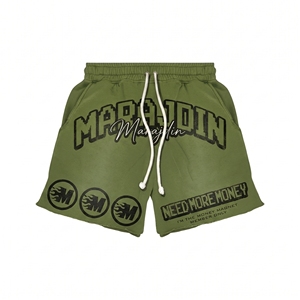 Custom Logo Front Red Canvas Drawstring Eco-Friendly Breathable Mid Waist Sweat <b>Shorts</b> <b>Men</b> Casual - Product Image 2