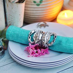 Crab Design <b>Silver</b> <b>Napkin</b> Ring Perfect For Coastal Theme Decor Beach Tables And Seaside Dining Use Handcrafted From India - Product Image 2