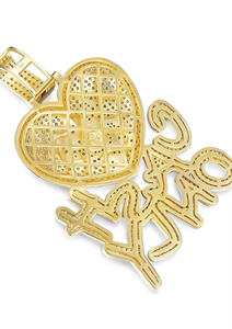 Pendentif en forme de cœur avec micro-pavé de strass en cristal, charme hip-hop en argent 925, cadeau unisexe - Product Image 2