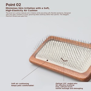Brosse lissante en bois pour animaux de compagnie, outil de toilettage pour l'élimination des poils, brosse anti-chute de poils, outil de toilettage performant pour l'élimination des poils. - Product Image 5