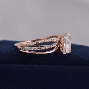 Bague en or rose 9K avec diamant de laboratoire CVD taille radiant certifié IGI, 2,5 g, VS1, couleur F, bijoux fins pour femme, pierres latérales, mariage - Product Image 2