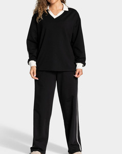 Pantalones Deportivos de Cintura Alta a Rayas Personalizados para Mujer, Pantalones de Chándal Cómodos, Tela de Alta Calidad, Fabricante de Ropa OEM ODM - Product Image 1