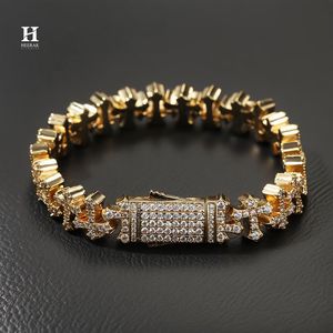 Iced Out Cross Link <b>Bracelet</b> Diamond Gothic Cross Charm <b>Bracelet</b> Hip Hop Men Jewelry with Luxury Box Clasp - Product Image 4