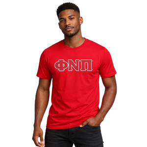T-shirt à 3 lettres Kappa Alpha Psi Phi Nu Pi rouge, vêtement de fraternité grecque avec design classique, confort premium et style intemporel - Product Image 1