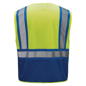 Gilet de sécurité réfléchissant vert personnalisé, logo personnalisé, ANSI Classe 3, étanche, LED clignotante, 100% polyester, haute visibilité, réglable - Product Image 6