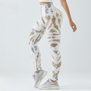 Leggings de yoga taille haute tie-dye, longs, côtelés, extensibles, pour femme, pantalons de sport, collants de fitness imprimés sans couture - Product Image 6