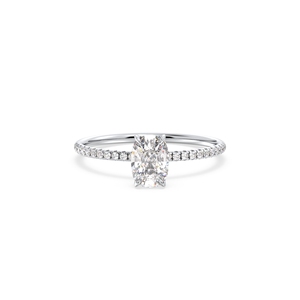 Bague de fiançailles REYES exquise avec diamant de laboratoire HPHT CVD taille coussin de 1,17 carat et pierres latérales, en or massif 14K plaqué rhodium - Product Image 2