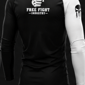White Short Sleeve Rash Guard <b>Compression</b> <b>Shirt</b> <b>Black</b> Accents Sublimated Design UPF50+ Anti-UV Quick Dry Breathable Eco-Friendly - Product Image 2