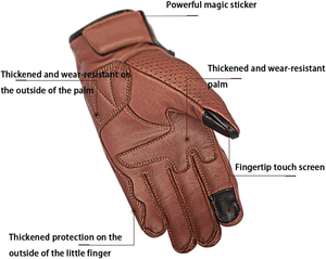 Guantes de Motocicleta de Cuero Premium, Palma Reforzada, Unisex, Antideslizantes, con Pantalla Táctil, Cierre de Velcro, Equipo Deportivo - Product Image 5
