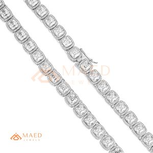 925 Silver Asscher Cut Moissanite Tennis <b>Chain</b> Necklace <b>Iced</b> <b>Out</b> Luxury Diamond Look Hip Hop Jewelry Gift Trend - Product Image 6