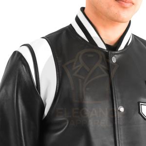 Blousons universitaires de baseball pour hommes grande taille, couleur noire, avec impression de slogan et appliqué, style campus, très demandés 2026 - Product Image 6