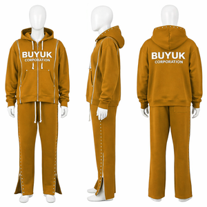 Sudadera con capucha de chándal de alta calidad, personalizada, estilo urbano de otoño, ecológica, ligera, con lavado ácido, lisa, sin estampado, estilo hip hop con remaches - Product Image 5