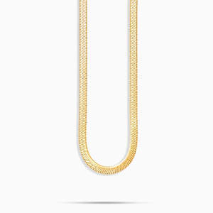 สร้อยคอแบบโซ่ลายก้างปลาชุบทอง 18K สร้อยคอแบบโซ่แบนสแตนเลสสำหรับผู้หญิง - Product Image 2