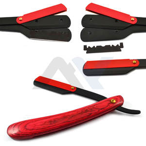 Wholesale Professional Single Blade Solid Red <b>Wooden</b> Handle Razors Barber's Cut Throat <b>Shaving</b> <b>Tool</b> with OEM Design for Salons - Product Image 2