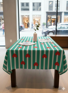 ผ้าฝ้ายออร์แกนิคเนื้อนุ่ม ระบายอากาศได้ดี ซึมซับความชื้น น้ำหนักเบา พิมพ์ลายหัวใจสีเขียวทะเลสวยงาม ของที่ระลึก - Product Image 3