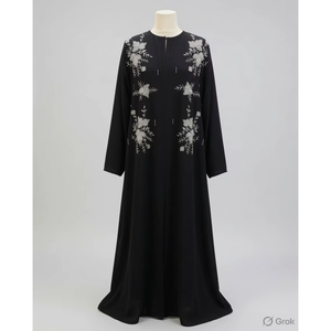Elegant Floral Modest <b>Dress</b> for Women Long Sleeve Full Length Abaya Style | <b>Loose</b> Fit Islamic Maxi Gown for Casual Occasion Wear - Product Image 2