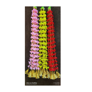 Guirnalda de Flores de Rosa con Campanas, Decoración para Holi, Decoración para Festivales, Fondo de Escenario, Decoración para Fiestas en Interiores y Exteriores - Product Image 4