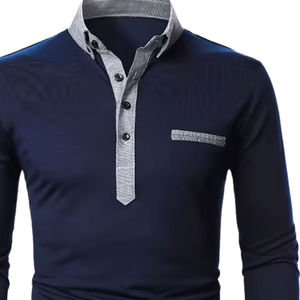 เสื้อโปโลแขนยาวผู้ชาย ผ้าถักเนื้อนุ่ม ระบายอากาศดี สวมใส่สบาย เหมาะสำหรับใส่ทำงานหรือใส่ในชีวิตประจำวัน ดีไซน์ทันสมัย - Product Image 3