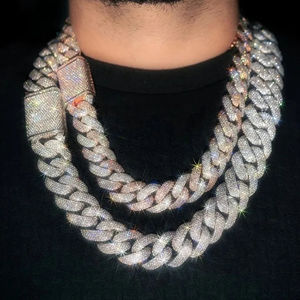 Cadena cubana de eslabones con diamantes de moissanita VVS, estilo hip hop, chapada en plata 925, con probador de diamantes, superventas - Product Image 2