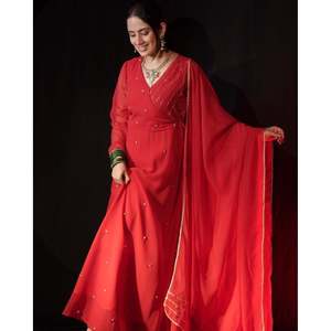 Ensemble de robe Anarkali taille XS LAL RAGINI en tissu de chiffon - Product Image 4