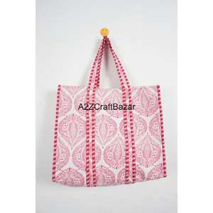 กระเป๋าโท้ทชายหาดลายทางผ้าฝ้ายสไตล์โบโฮขนาดใหญ่ พร้อมหูหิ้วยาวสำหรับผู้หญิง ใช้ได้ทุกวัน ช้อปปิ้ง หรือใช้ในงานแสดงสินค้า - Product Image 1