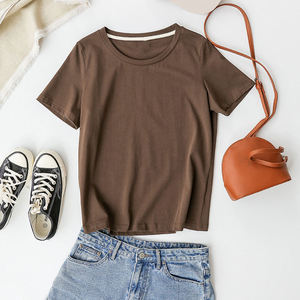 Camiseta Holgada de Algodón para Mujer al por Mayor, Manga Corta, Cuello Redondo, Color Liso, Estilo Casual Oversize, con Logotipo Personalizado - Product Image 1