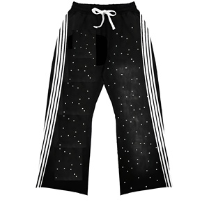Streetwear Patchwork Pants <b>Men</b> Custom Embroidery Logo Vintage <b>Wide</b> <b>Leg</b> Sweatpants Casual Jogger <b>Trousers</b> Wholesale - Product Image 1