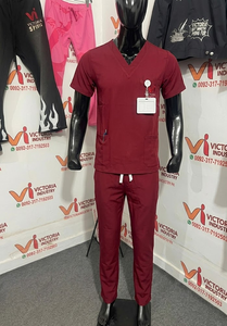 Short Sleeve Breathable Scrub <b>Sets</b> for Nurse <b>Doctor</b> Pure Color Plus Size Soft Fabric Unisex Hospital Work Clothes - Product Image 4