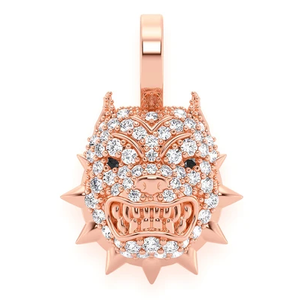 Pendentif Masque de Démon Oni Plaqué Or Rose avec Strass en Cristal, Breloque Thème Punk pour Cadeau Unisexe - Product Image 1