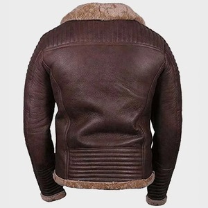 Men's Gothic Style Shearling Leather Jacket High Quality Custom Design Breathable Winter Warm Jacket Zipper Closure Plus Size - Product Image 6