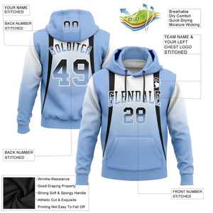 Sweat-shirt personnalisé bleu clair pour homme avec nom et numéro, design par sublimation, respirant, tricoté, décontracté, automne - Product Image 5
