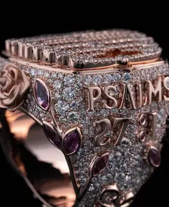 Bague de mariage pour femme personnalisable en moissanite véritable taille ronde 4 carats, en argent sterling 925 plaqué or rose, diamant Tishya - Product Image 1