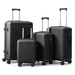 Set di Valigie 4 in 1 alla Moda in PP Leggero, 16/20/24/28 Pollici, Nero, Senza Serratura TSA, Bagaglio a Mano - Product Image 1