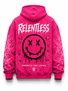 Custom <b>Pink</b> Smiley Face Graphic Hoodie Oversized Streetwear Pullover Sweatshirt Unisex OEM ODM - Product Image 2