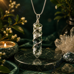 <b>Tree</b> Agate Spiral Pencil Pendant Hexagon Shape Religious Hinduism <b>Necklace</b> - Product Image 5
